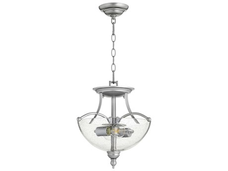 Quorum Aspen 2-Light Classic Nickel Glass Bowl Pendant