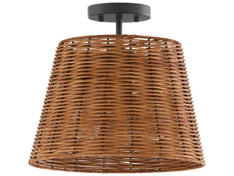 Quorum 3-Light Matte Black Drum Semi Flush Mount