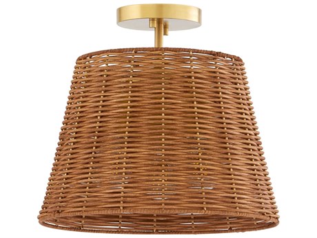 Quorum 3-Light Aged Brass Drum Semi Flush Mount