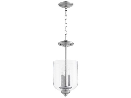 Quorum Richmond 3-Light Satin Nickel With Clear Seeded Glass Bell Mini Pendant