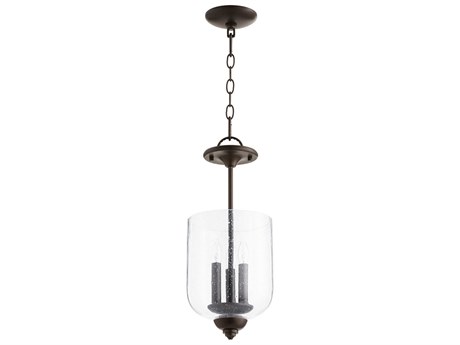 Quorum Richmond 3-Light Oiled Bronze With Clear Seeded Glass Bell Mini Pendant