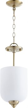 Quorum Richmond 3-Light Aged Brass Glass Bell Mini Pendant