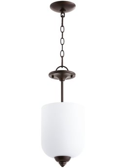 Quorum Richmond 3-Light Oiled Bronze Glass Bell Mini Pendant