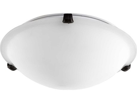 Quorum 2-Light Oiled Bronze Glass Bowl Flush Mount