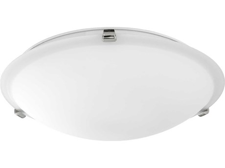 Quorum 3-Light Polished Nickel With Satin Opal Glass Bowl Flush Mount