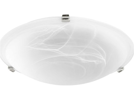 Quorum 3-Light Polished Nickel With Faux Alabaster Glass Bowl Flush Mount