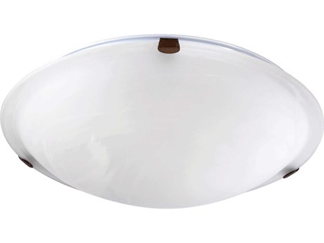 Quorum 3-Light Oiled Bronze Glass Bowl Flush Mount
