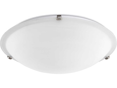 Quorum 4-Light Satin Nickel Glass Bowl Flush Mount