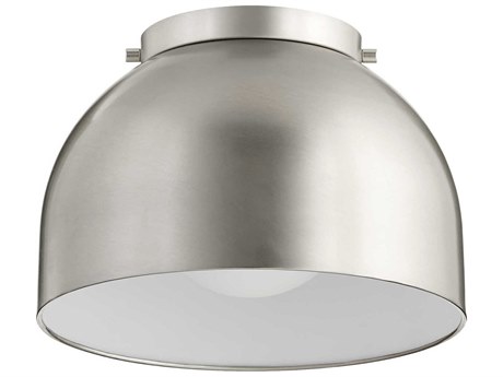 Quorum 1-Light Satin Nickel Glass Dome Flush Mount