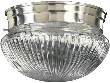 Quorum 2-Light Satin Nickel Glass Bowl Flush Mount