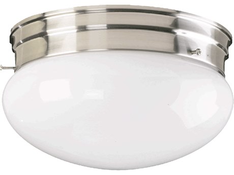 Quorum 1-Light Satin Nickel Glass Flush Mount
