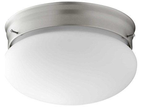 Quorum 1-Light Satin Nickel With Opal Glass Bowl Flush Mount