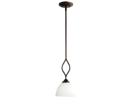 Quorum Brooks 1-Light Oiled Bronze Glass Bowl Mini Pendant