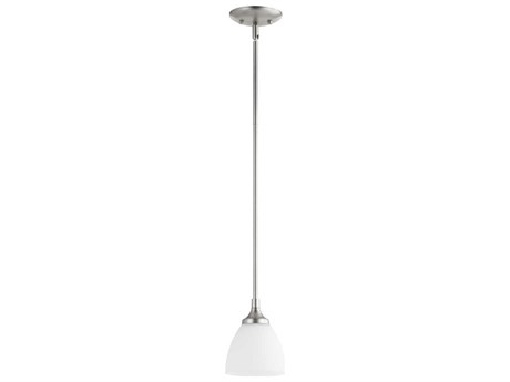 Quorum Enclave 1-Light Satin Nickel Glass Bell Mini Pendant