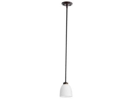 Quorum Reyes 1-Light Oiled Bronze Glass Bell Mini Pendant