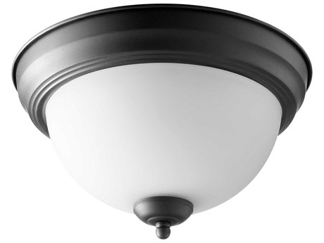 Quorum 2-Light Textured Black Traditional Bowl Flush Mount