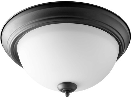 Quorum 3-Light Textured Black Traditional Bowl Flush Mount