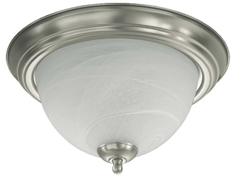 Quorum 2-Light Satin Nickel Glass Bowl Flush Mount