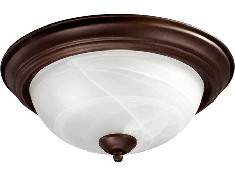Quorum 2-Light Oiled Bronze Glass Bowl Flush Mount