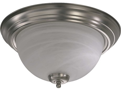 Quorum 3-Light Satin Nickel Glass Bowl Flush Mount