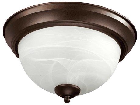 Quorum 3-Light Oiled Bronze Glass Bowl Flush Mount