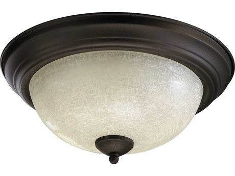 Quorum 2-Light Oiled Bronze Glass Bowl Flush Mount