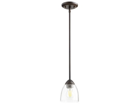 Quorum Barkley 1-Light Oiled Bronze Clear Glass Bell Mini Pendant