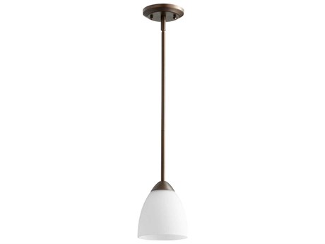 Quorum Barkley 1-Light Oiled Bronze Glass Bell Mini Pendant