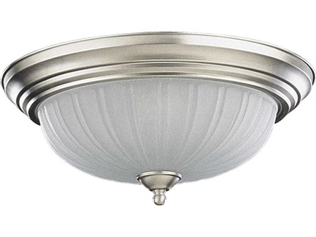 Quorum 3-Light Satin Nickel Glass Bowl Flush Mount