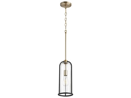 Quorum Espy 1-Light Noir With Aged Brass Glass Cylinder Mini Pendant