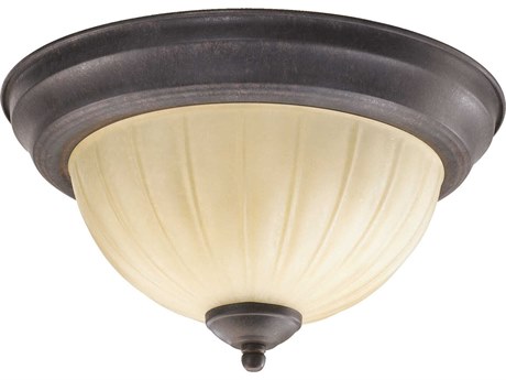 Quorum 2-Light Toasted Sienna Bronze Traditional Round Flush Mount