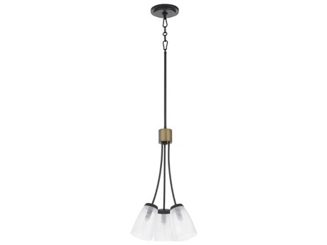 Quorum Arpeggio 3-Light Steel Glass Black Cylinder Pendant