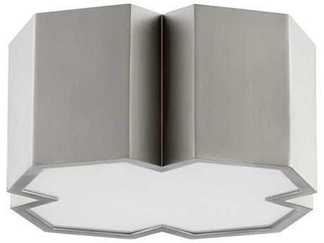 Quorum 2-Light Satin Nickel Geometric Flush Mount