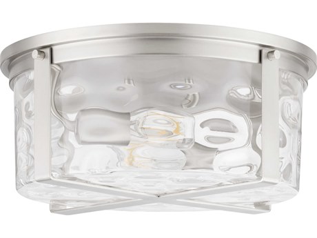 Quorum Steinway 2-Light Satin Nickel Glass Flush Mount