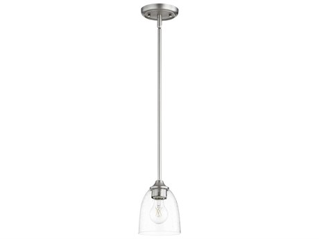 Quorum Jardin 1-Light Satin Nickel With Clear Seeded Glass Bell Mini Pendant
