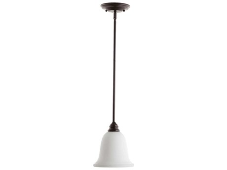 Quorum Bryant 1-Light Oiled Bronze With Satin Opal Glass Bell Mini Pendant