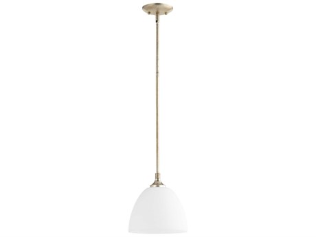 Quorum Enclave 1-Light Aged Silver Leaf Bell Mini Pendant