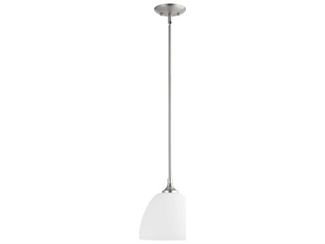 Quorum Enclave 1-Light Satin Nickel Glass Bell Mini Pendant