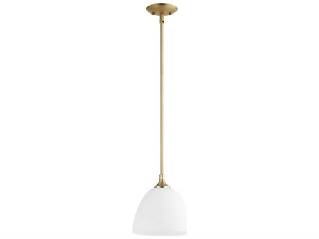 Quorum Enclave 1-Light Aged Brass Glass Bell Mini Pendant
