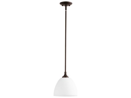 Quorum Enclave 1-Light Oiled Bronze Glass Bell Mini Pendant
