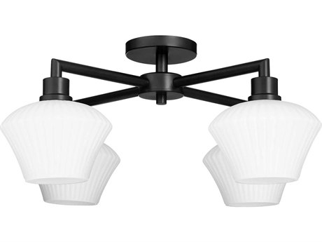 Quorum Cassini 4-Light Matte Black Semi Flush Mount