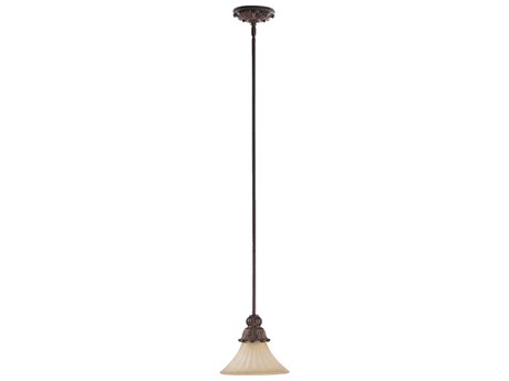 Quorum Madeleine 1-Light Corsican Gold Glass Bell Mini Pendant