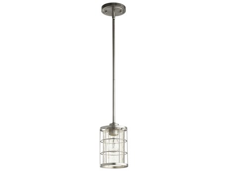 Quorum Ellis 1-Light Satin Nickel Glass Cylinder Mini Pendant
