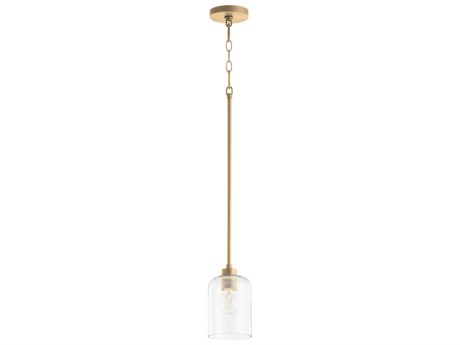 Quorum Tribute 1-Light Aged Brass Glass Mini Pendant