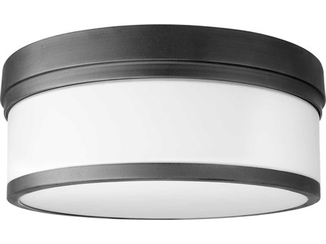 Quorum Celeste 3-Light Noir Black Glass Drum Flush Mount
