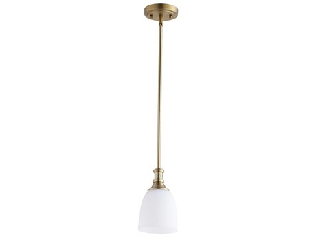 Quorum Richmond 1-Light Aged Brass Glass Bell Mini Pendant