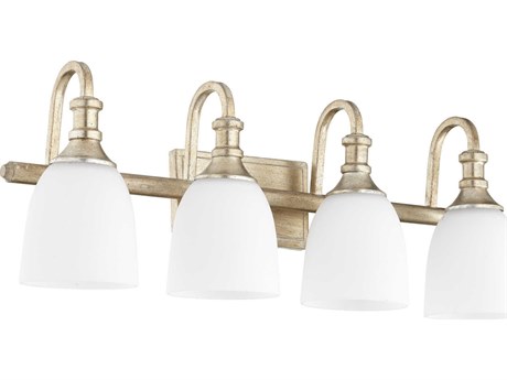 Quorum Richmond 4-Light Aged Silver Leaf Glass Vanity Light