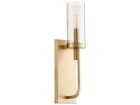Quorum Ladin 1-Light Aged Brass Glass Wall Sconce