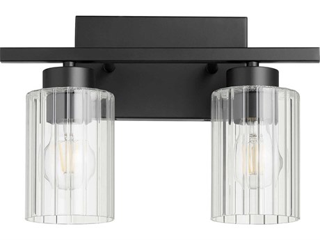 Quorum Ladin 2-Light Textured Black Glass Vanity Light