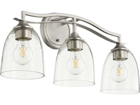 Quorum Jardin 3-Light Satin Nickel With Clear Seeded Glass Vanity Light